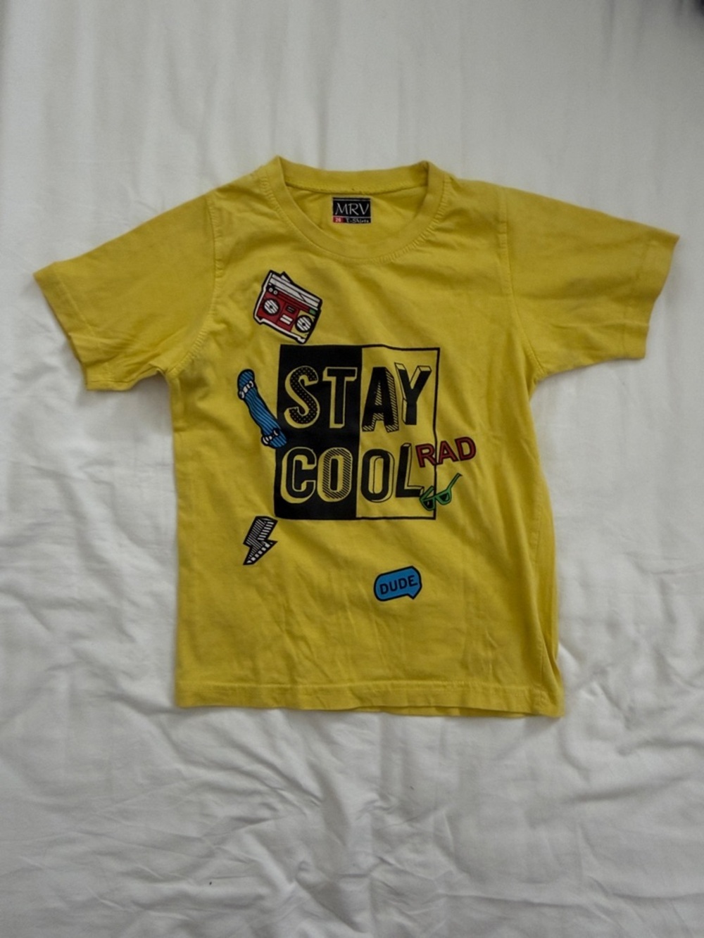 Kids "Stay Cool" Yellow Graphic Tee size 4-5yrs